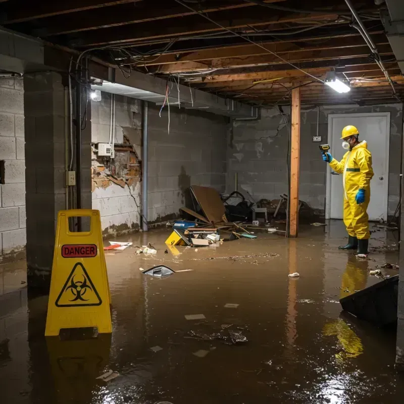 Flooded Basement Electrical Hazard in Washburn, ND Property